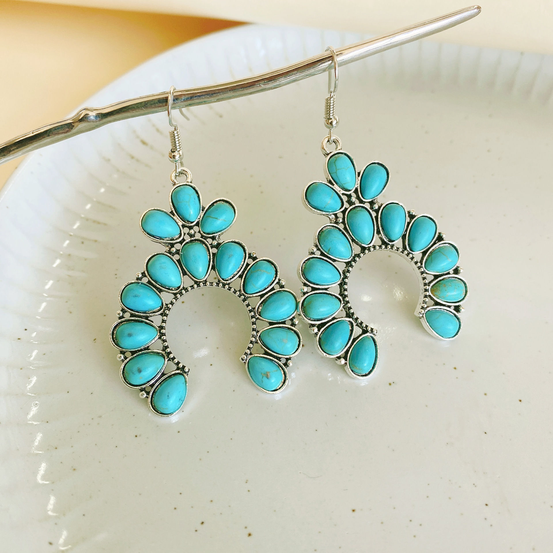Western Exaggerated Turquoise Earrings