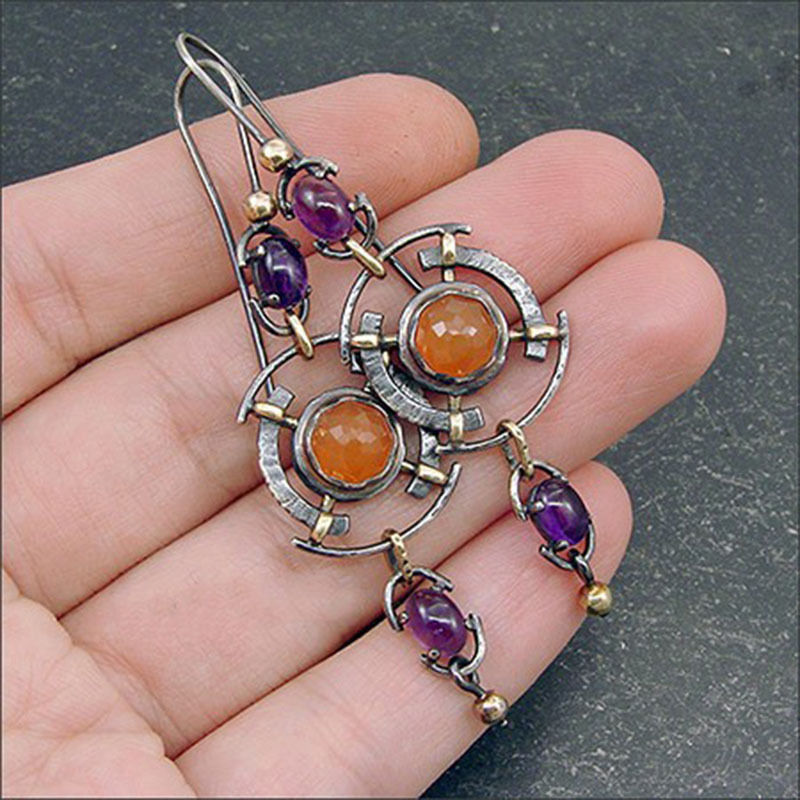 Antique Orange Deep Amethyst Earrings